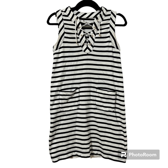 KATE SPADE Breton Lace Up Stripe Nautical Mini Dress Size XS - Picture 2 of 8